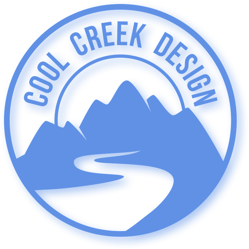 Idaho small business web design - our logo showing mountains and a creek.